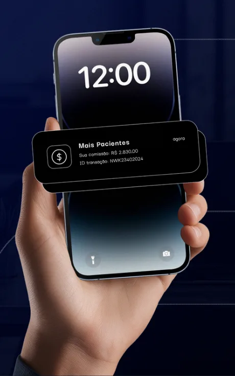 Celular com notificação de novos pacientes